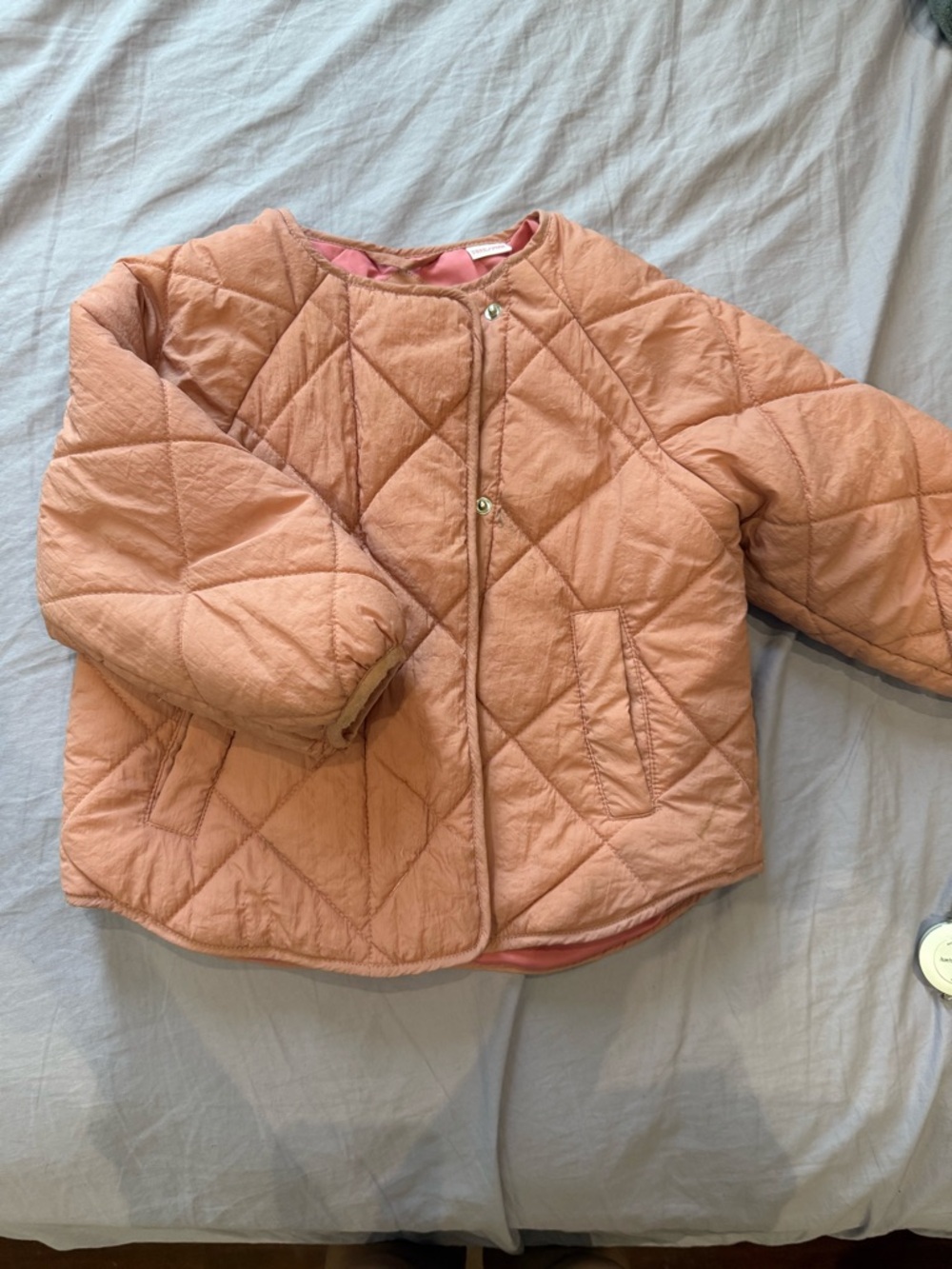 Zara Girls' Quilted Peach Puffer Jacket